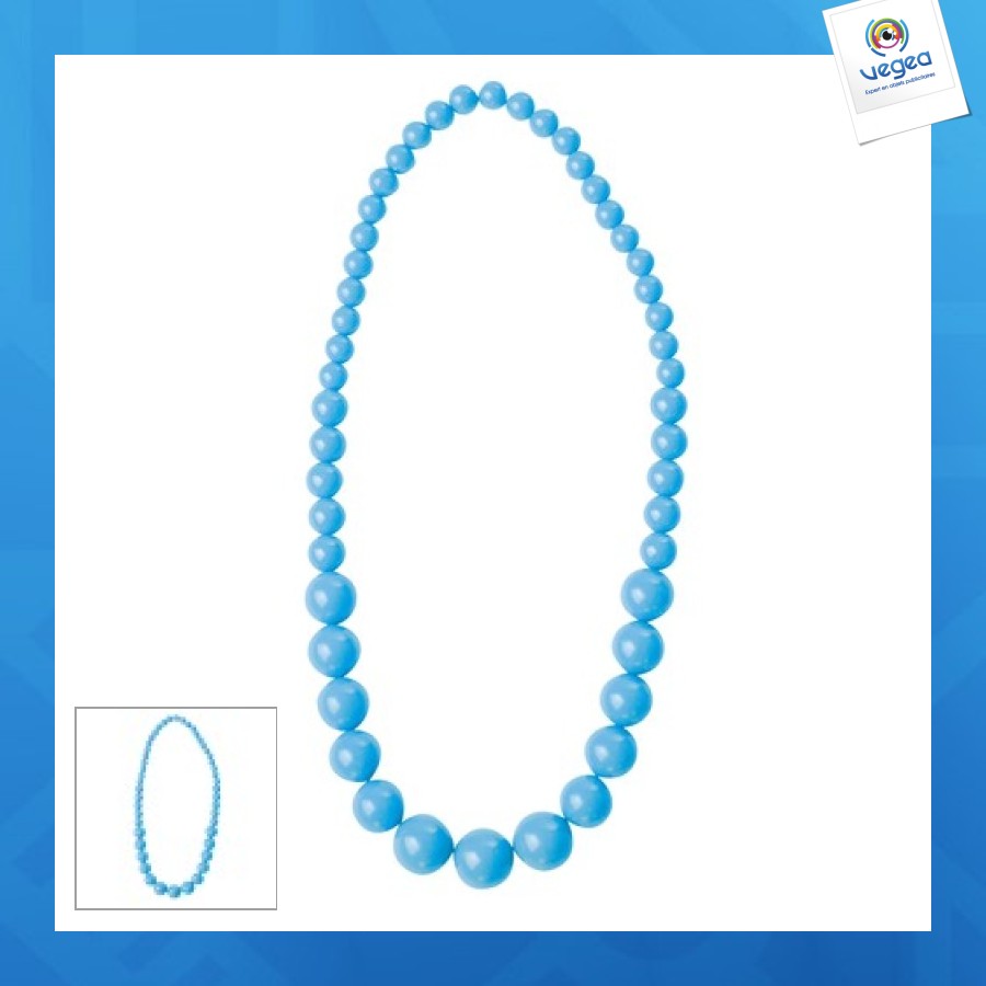 Collier promotionnel perles néon bleu