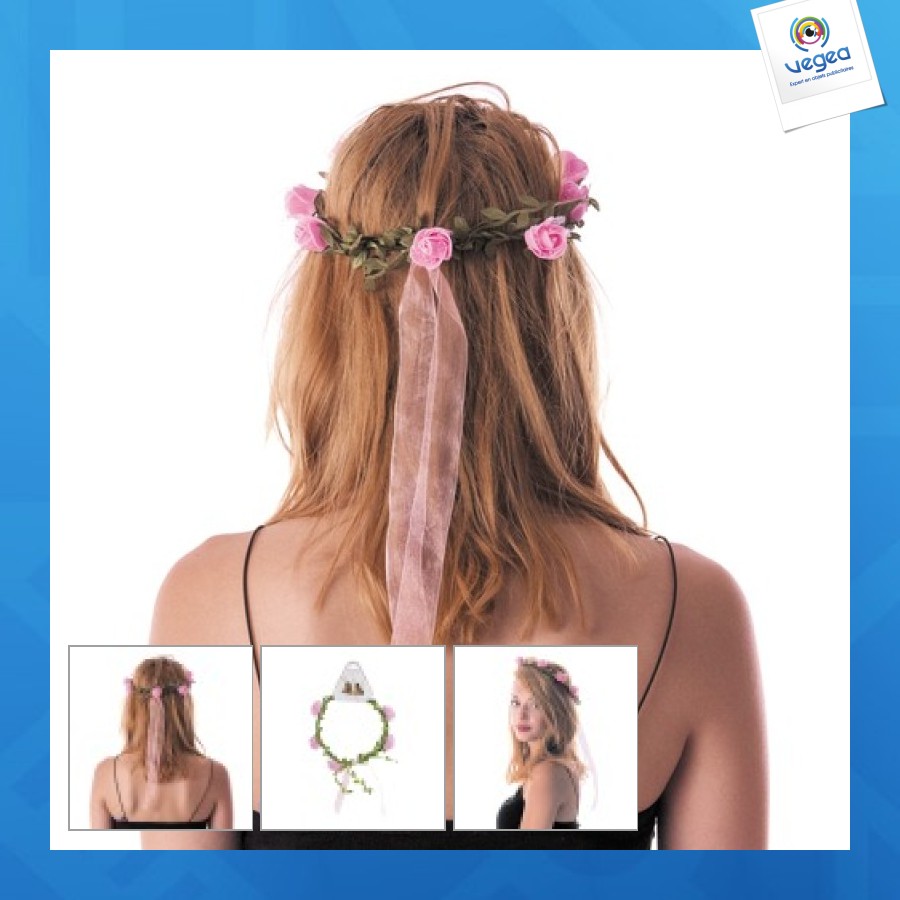 Couronne personnalisable de fleurs roses