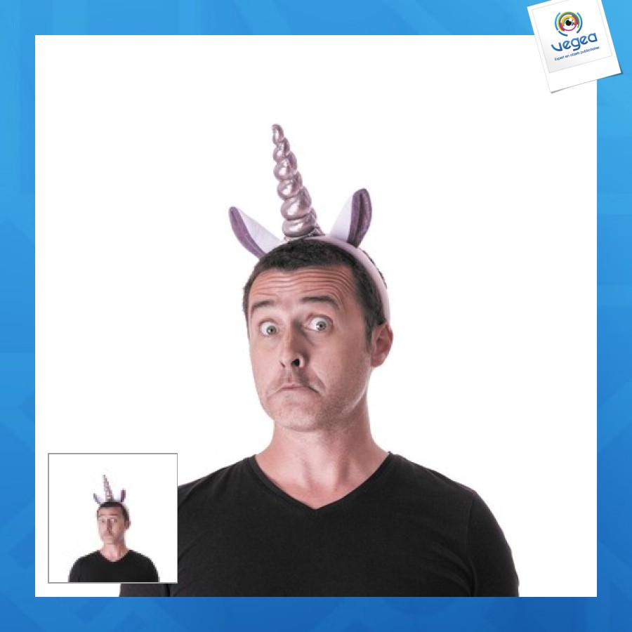 Serre tete personnalisable licorne argent