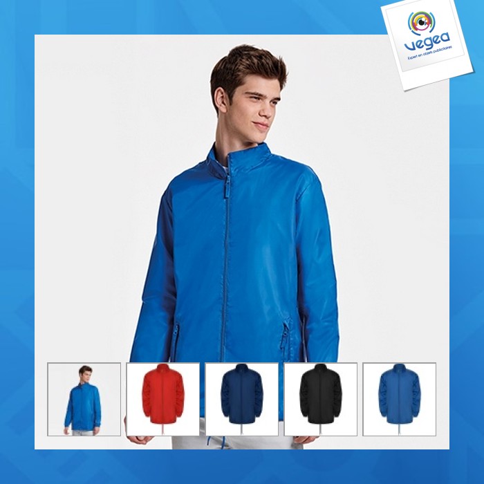 Coupe-vent personnalisable col montant / capuche pliable à l'intérieur
