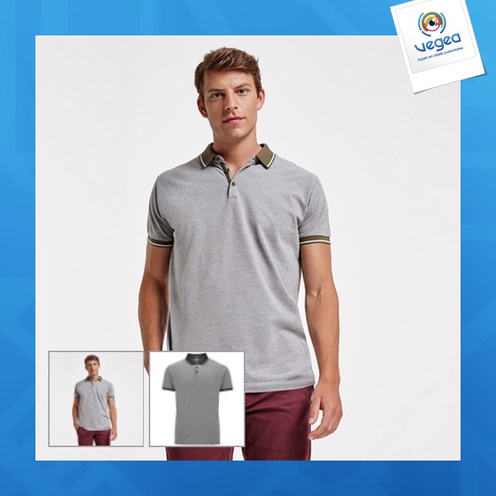 Bowie - polo personnalisable chiné manches courtes