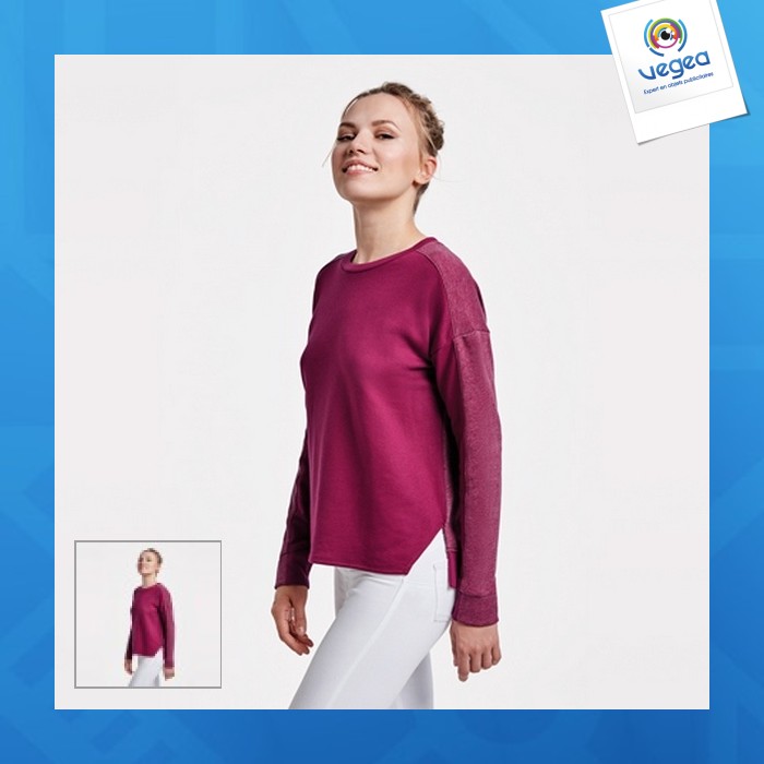 Etna - sweat-shirt personnalisable pour femme, combiné avec deux tissus et deux couleurs