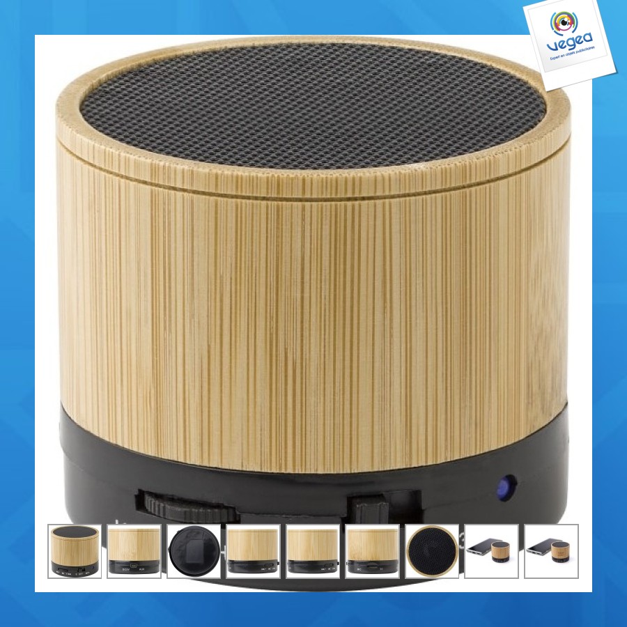 Enceinte sans fil en bambou