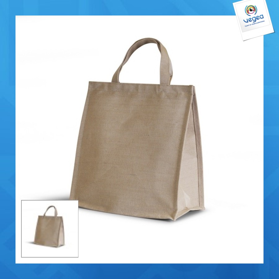Sac isotherme promotionnel jute et coton 32x34x18cm