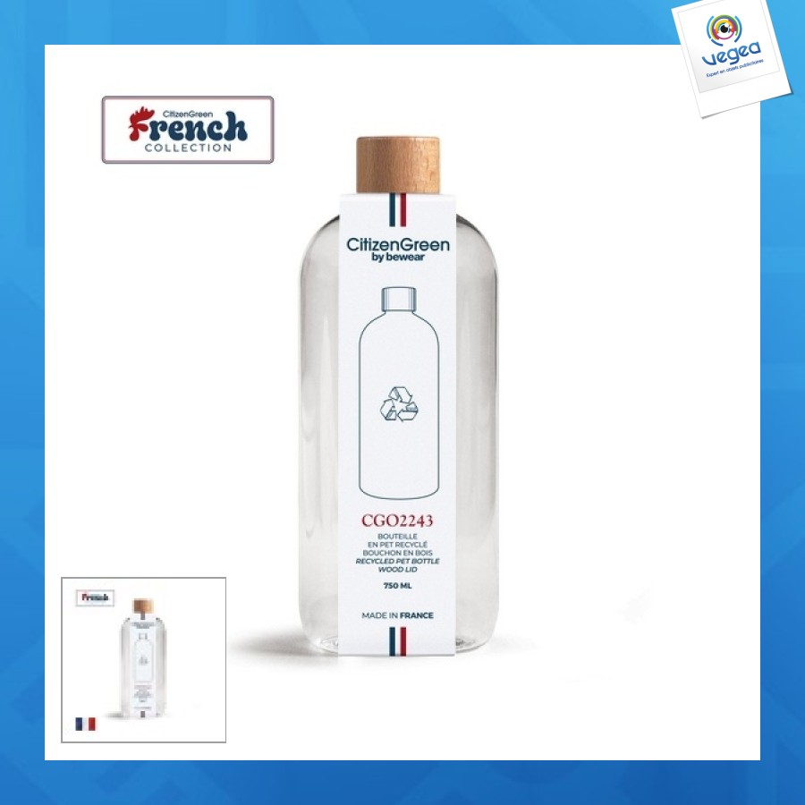 Bouteille 75cl transparente rpet - fabrication france