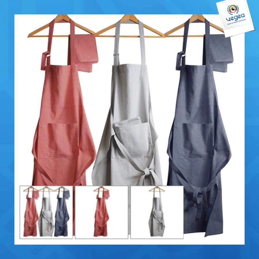 Ensemble tablier et torchon coton personnalisable bio
