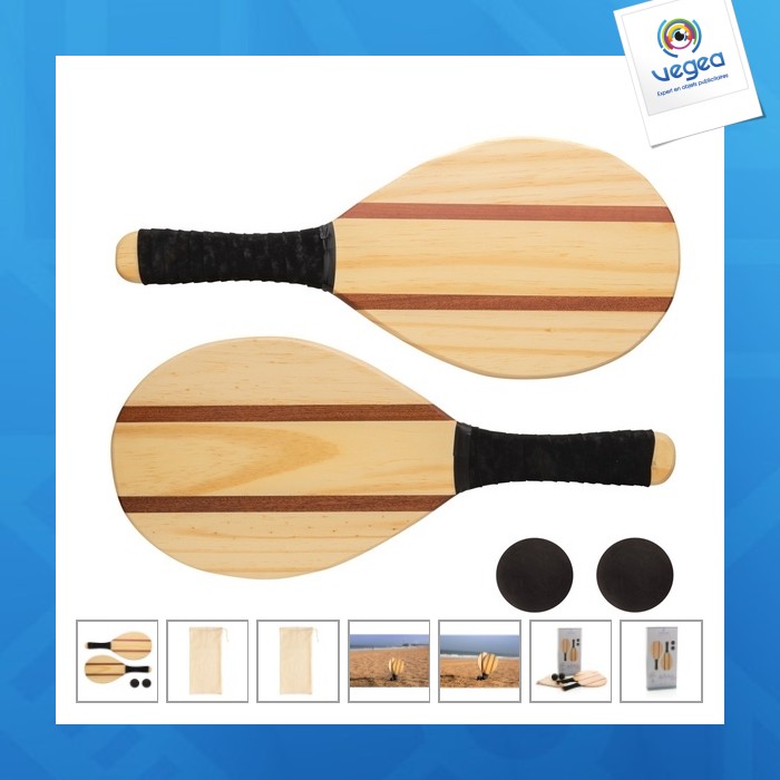 Set de raquettes avec logo frescobol en bois