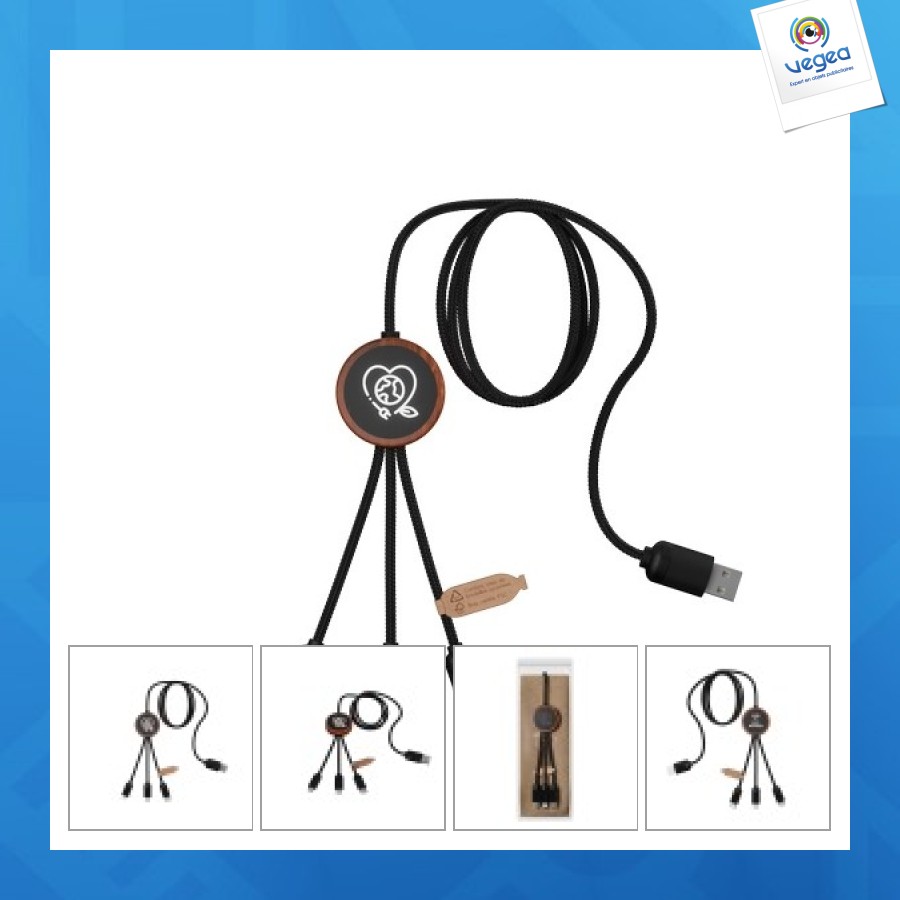 Long câble avec logo rond éco (import)