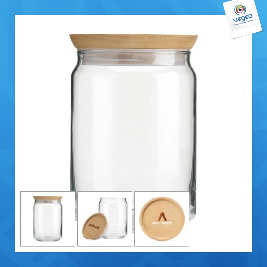Wood jar pot de rangement