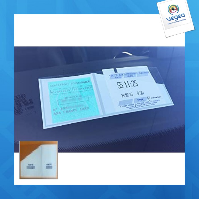 Pochette adhésive ticket stationnement + vignette assurance
