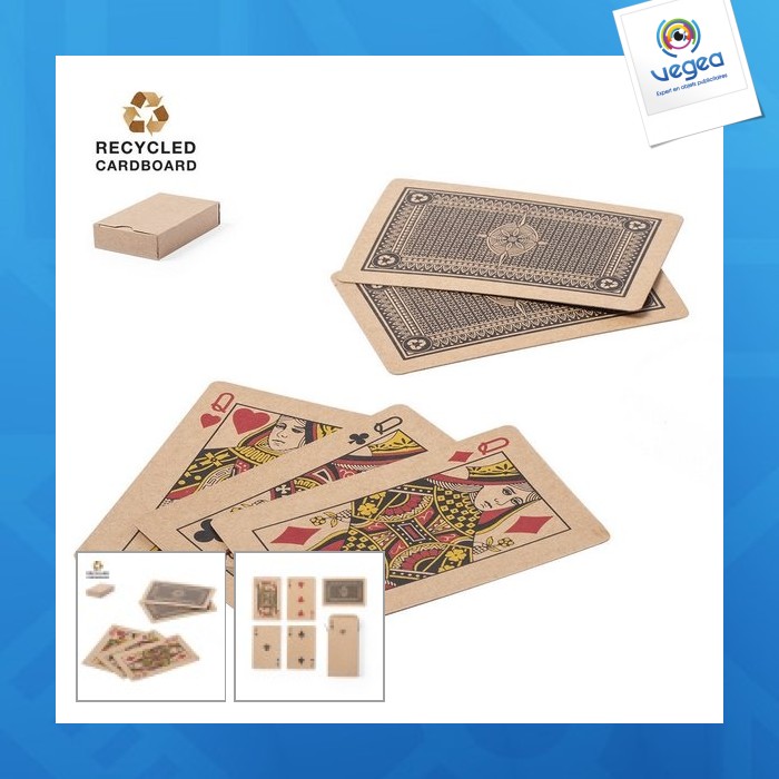 Jeu de cartes personnalisé français (54 cartes) en carton recyclé
