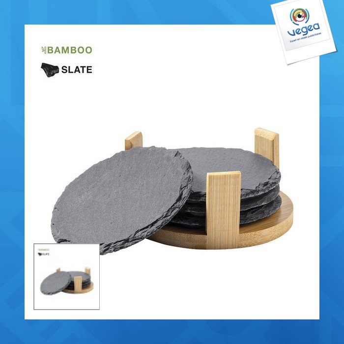 Set de 4 sous-verres en ardoise naturelle