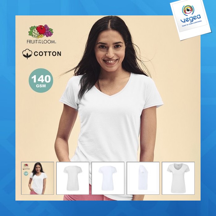 T-shirt personnalisable femme blanc - iconic v-neck