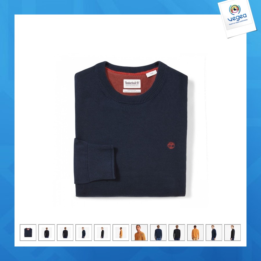 Pull en coton bio col rond timberland