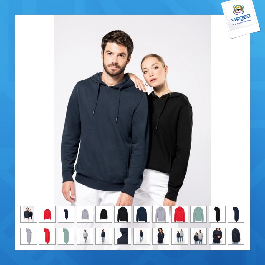 Sweat-shirt personnalisable french terry écoresponsable à capuche unisexe