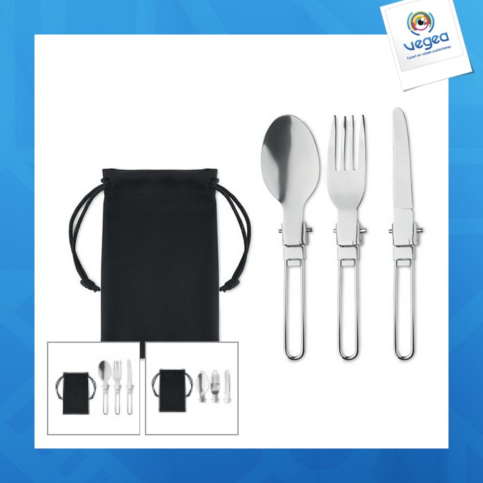 Set de 3 couverts de camping personnalisable