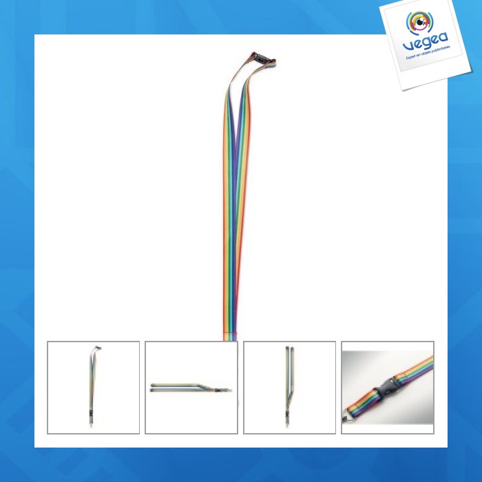 Lanyard publicitaire en rpet arc-en-ciel