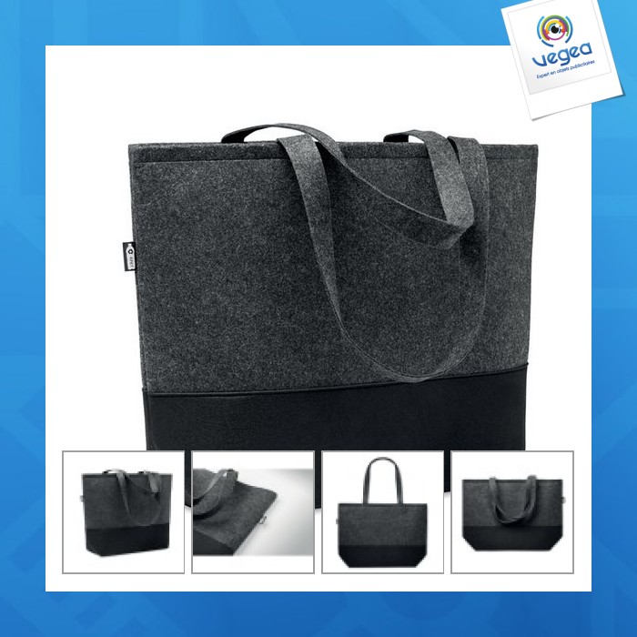 Duo indico - sac shopping en feutre personnalisable rpet