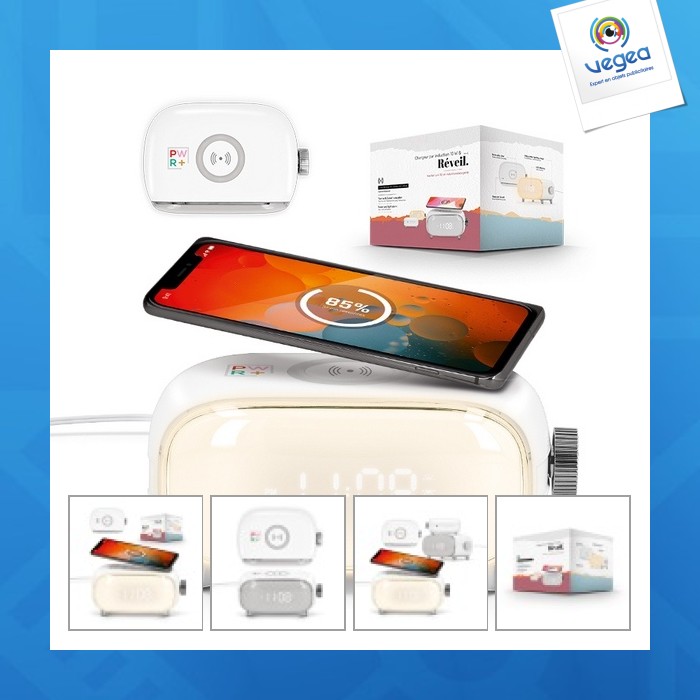 Réveil publicitaire chargeur à induction 10w