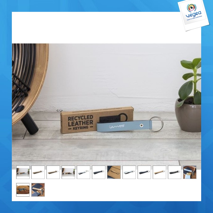 Recycled leather keyring porte-clés promotionnel