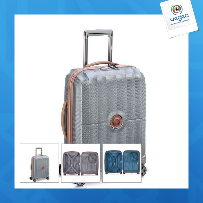 Valise trolley personnalisé cabine slim 4 doubles roues 55 cm - st tropez