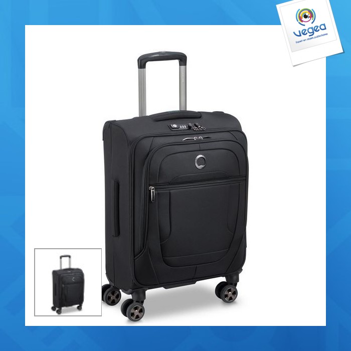 Valise cabine avec logo slim 4 doubles roues 55 cm - helium dlx
