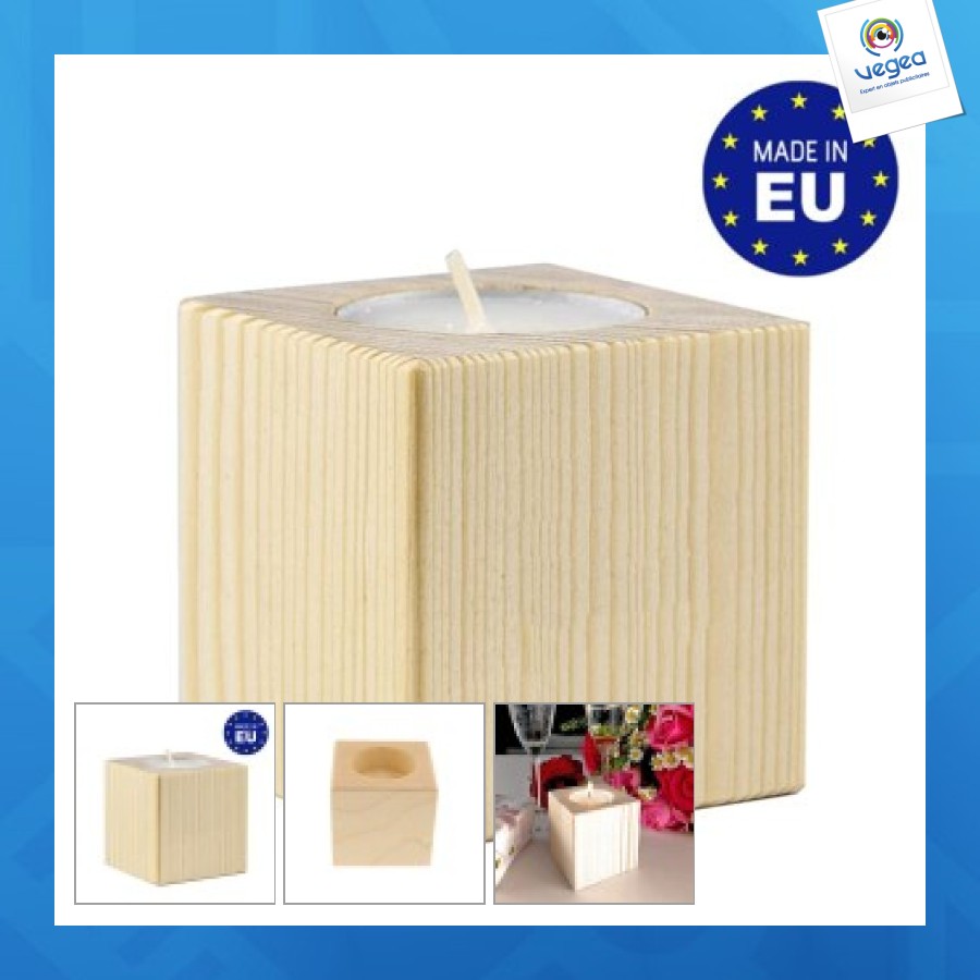Bougeoir personnalisable cube en bois