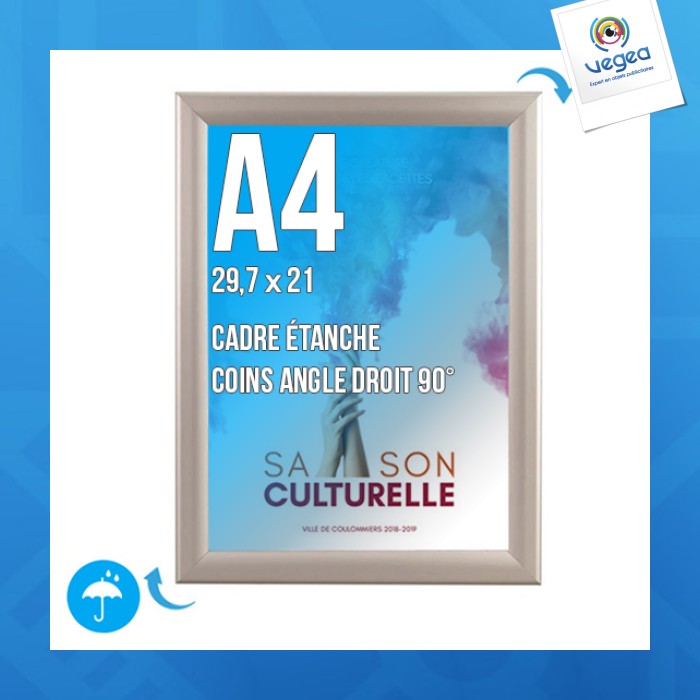 Cadre affichage publicitaire clic-clac mural a.4 (297x210mm) étanche