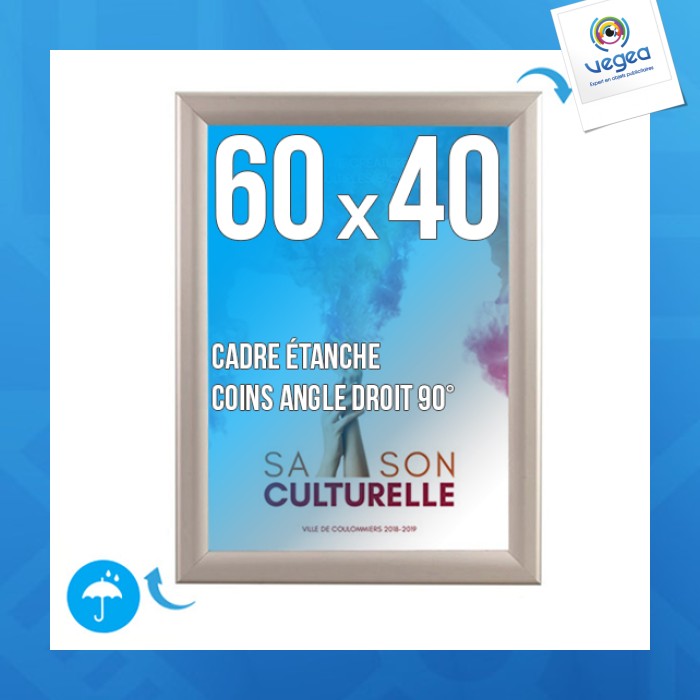 Cadre affichage personnalisable clic-clac mural 60x40cm étanche