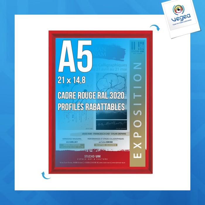 Cadre affichage personnalisable clic-clac mural a.5 rouge
