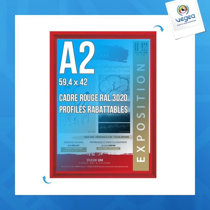 Cadre affichage publicitaire clic-clac mural a.2 rouge