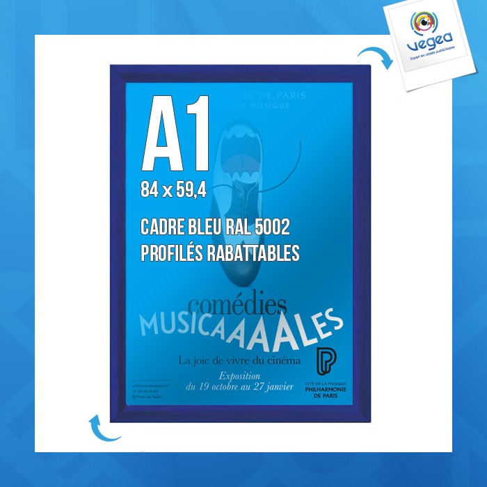 Cadre affichage personnalisable clic-clac mural a.1 bleu