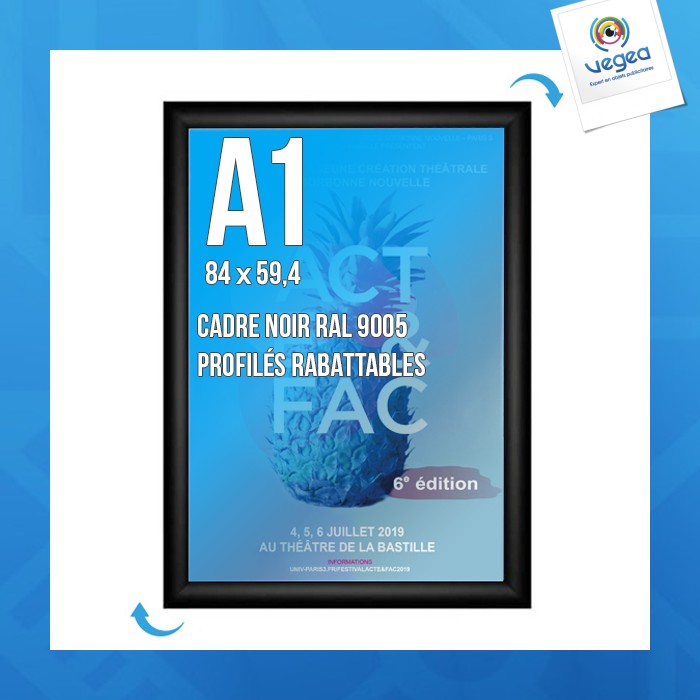 Cadre affichage personnalisé clic-clac mural a.1 noir