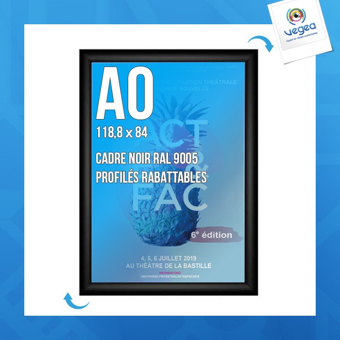 Cadre affichage promotionnel clic-clac mural a.0 noir