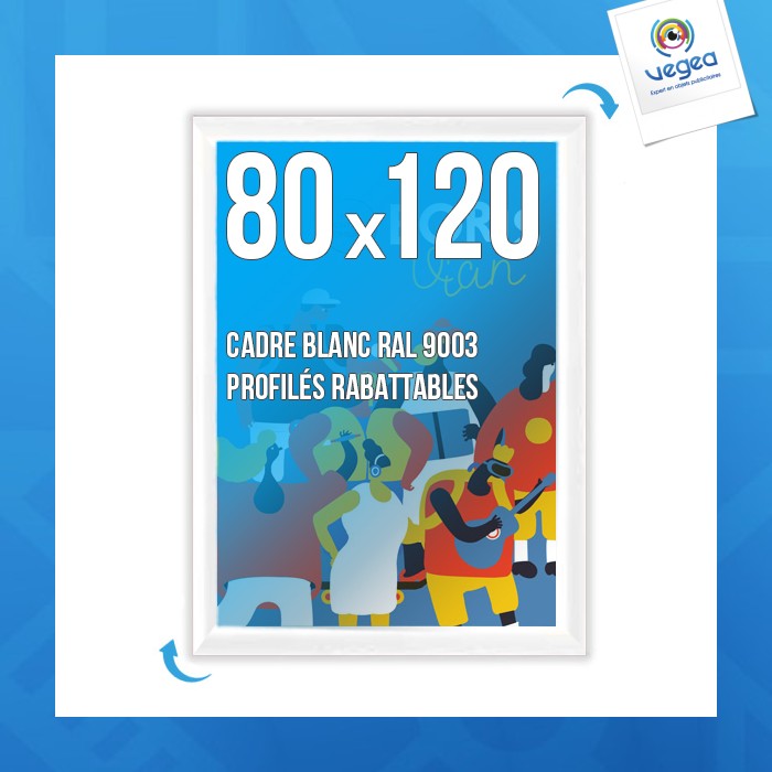 Cadre affichage publicitaire clic-clac mural 80x120cm blanc