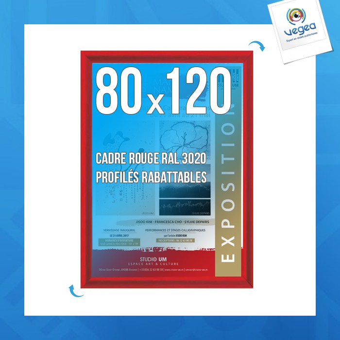 Cadre affichage personnalisable clic-clac mural 80x120cm rouge