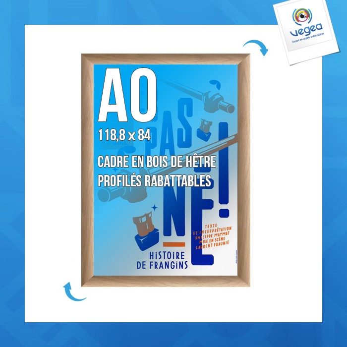 Cadre affichage personnalisable clic-clac mural a.0 bois hêtre