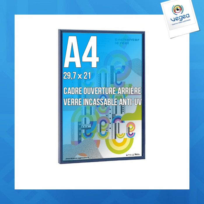 Cadre avec logo déco a4 couleur bleu