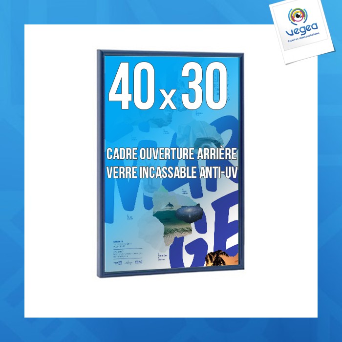 Cadre personnalisable déco 30x40cm couleur bleu