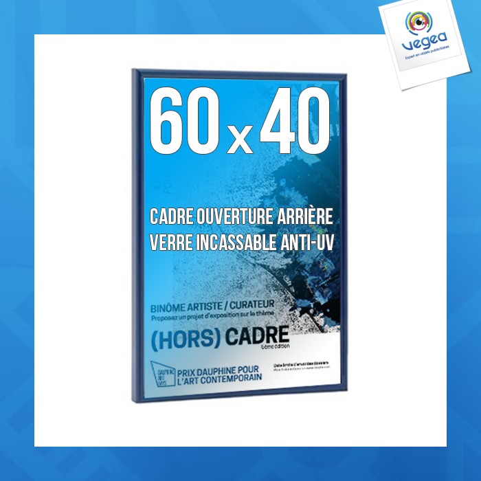 Cadre avec logo déco 60x40cm couleur bleu