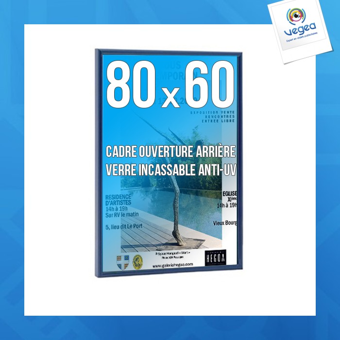 Cadre publicitaire déco 60x80cm couleur bleu