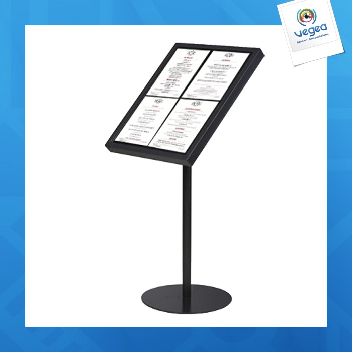 Porte-menu promotionnel restaurant/ pied 4xa4 portrait noir mat