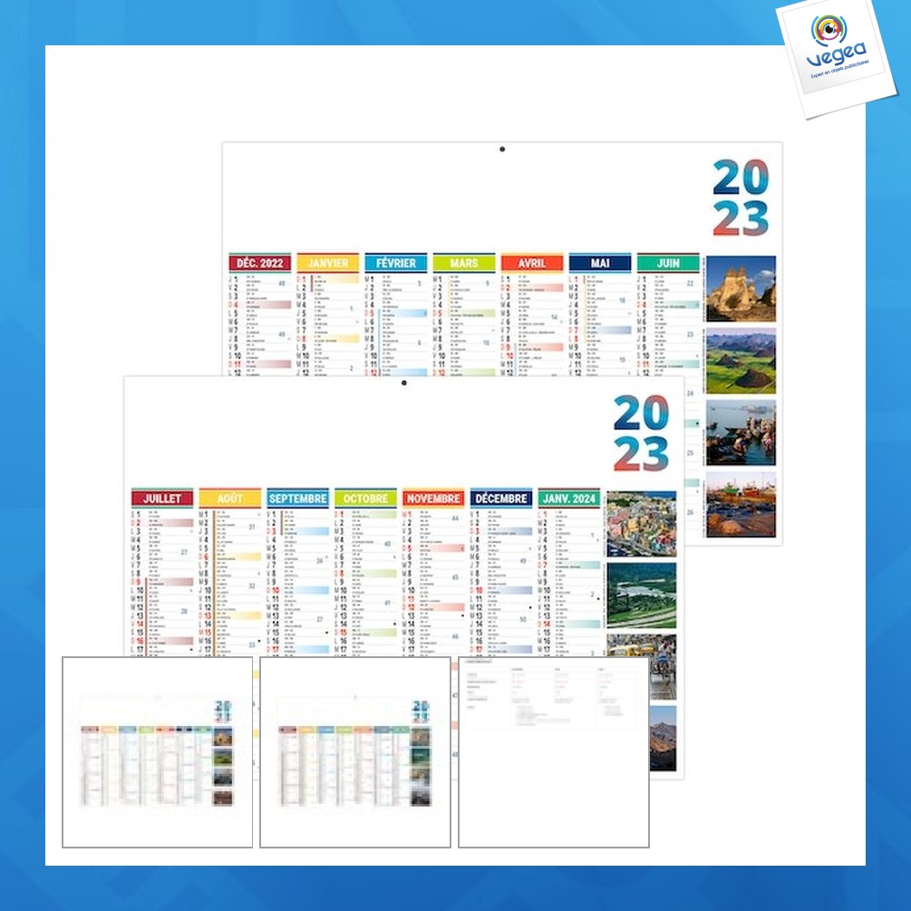 Calendrier avec logo bancaire rigide voyages