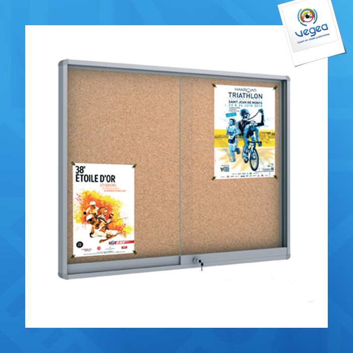 Vitrine coulissante visual-displays liège personnalisé 21 feuilles