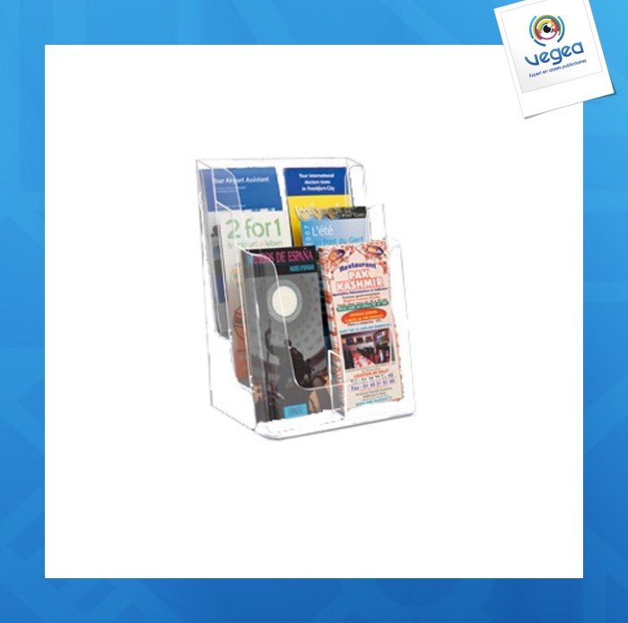 Porte-brochure comptoir 6 cases étagées 1/3.a4