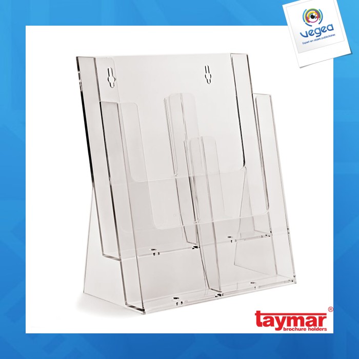 Porte-brochure comptoir 4 cases 1/3.a4 mixte
