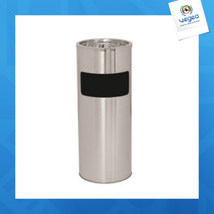 Poubelle cendrier publicitaire + grille capacité 18 l + seau intérieur