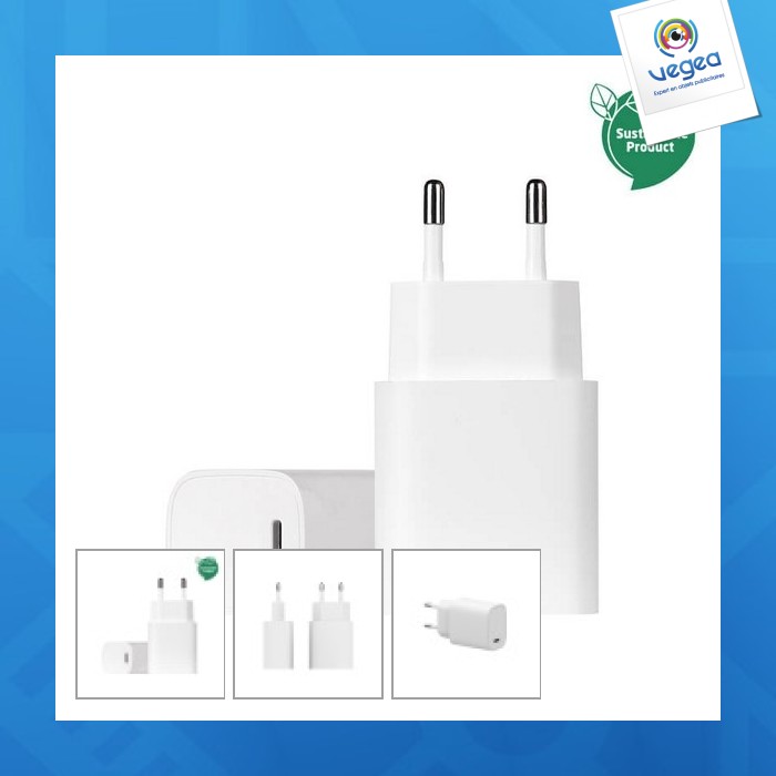 Bolt - adaptateur secteur publicitaire usb-c 20w