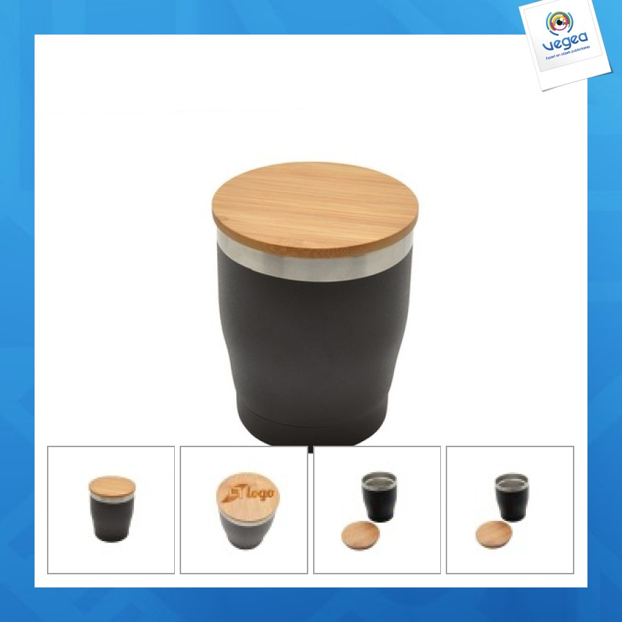 Mug isotherme 'nagano' avec couvercle en bambou v2 l