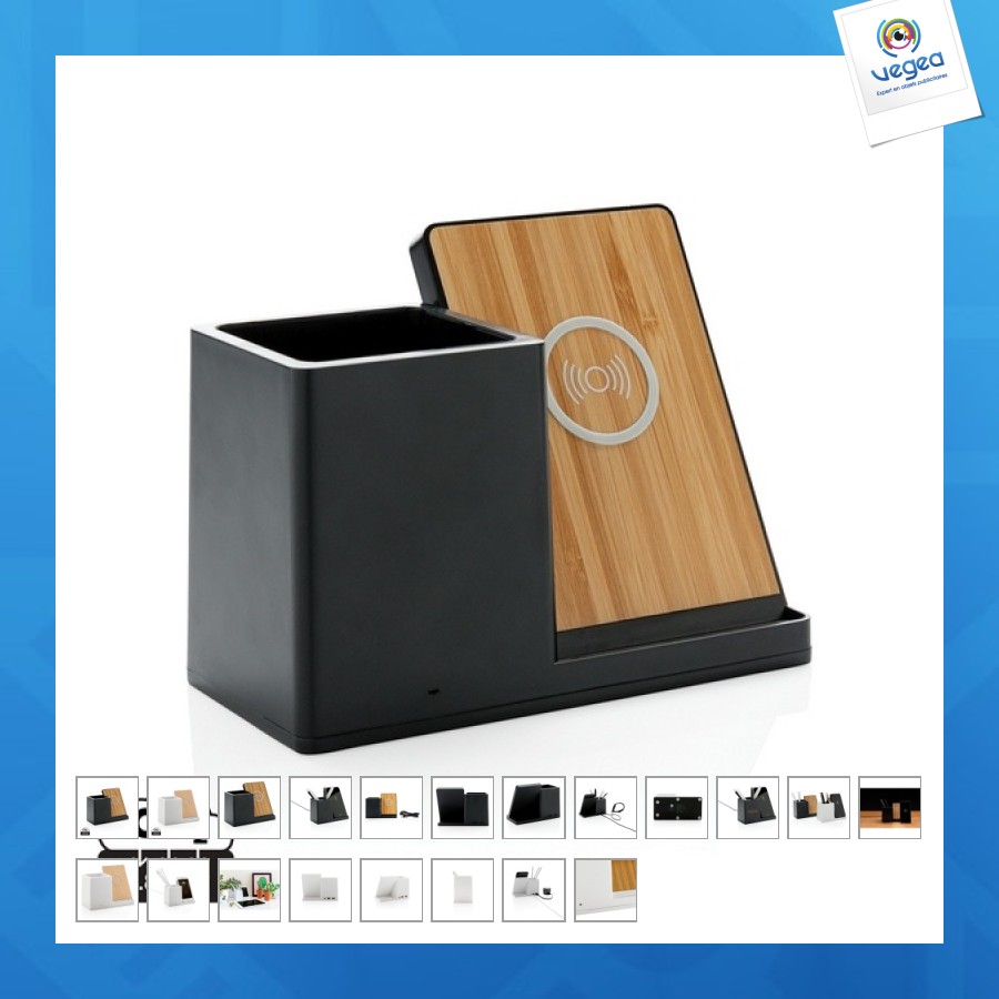Chargeur 10w avec porte-stylo fsc® et rcs ontario
